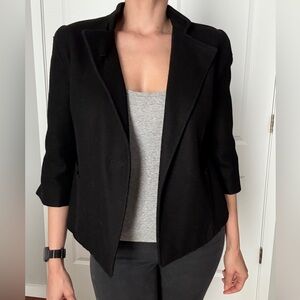 Black Blazer with Notched Lapel and Textured Fabric